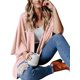 thumbnail image 1 of Sonducket Suéter abierto frontal para mujer, cárdigan de punto suelto de poliéster, manga 3/4, ropa informal de primavera y otoño, blanco, L Prendas para la parte del cuerpo Rosado METRO Sonducket AP003557-07, 1 of 6