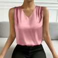 thumbnail image 2 of Busydd Tank Top for Women Trendy Sleeveless Satin Womens Summer Tops Solid Color V Neck Casual Tops for Women XL, 2 of 9