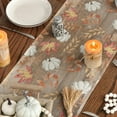 thumbnail image 4 of Pumpkins Maple Leaves Brown Wood Fall Table Runner, Seasonal Autumn Kitchen Dining Table Decoration for Home Party Decor 13x120 Inch, 4 of 6