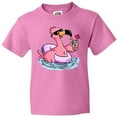 thumbnail image 3 of Inktastic Flamingo with Sunglasses Pool Float and Drink Youth T-Shirt, 3 of 5