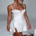 thumbnail image 2 of PENGXIANG Femmes Spaghetti Sangle V Cou Aline Boho Été Plage Décontracté Mini Robe de Soirée, 2 of 6