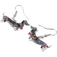 thumbnail image 3 of Pendientes de perro salchicha de dibujos animados de aleación de colores que gotean aceite (negro), colgante para mascota, joyería para perro, regalo encantador y encantador para mujeres y niñas, 3 of 5