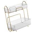 thumbnail image 2 of Organizador de mostrador de baño oso de fresa de 2 capas con caja extraíble transparente, 2 of 10