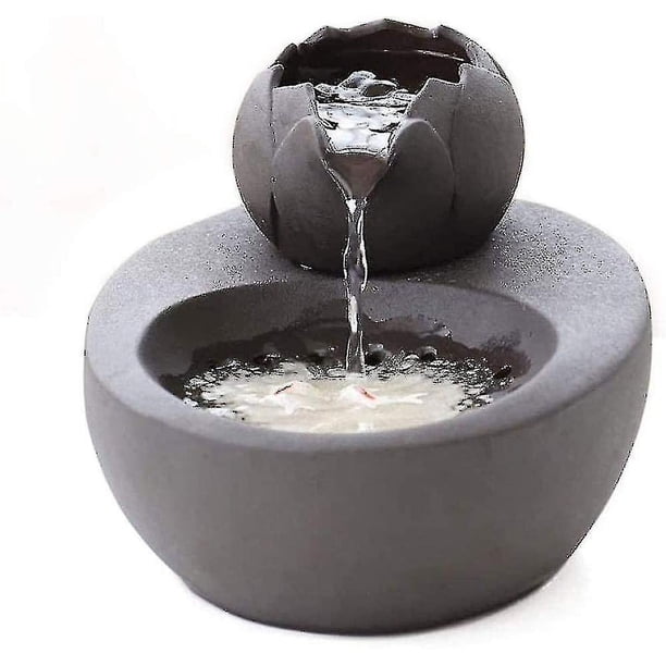 Fuente para gatos Dispensador de agua para mascotas de cerámica - Fuente para beber para gatos vertical Lotus - Filtro de circulación automática Fondo para la salud e higiene del agua con Sm