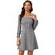 thumbnail image 1 of Vestido A Cuadros Allegra K Manga Larga Cuello Cuadrado Púrpura S, 1 of 6