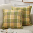 thumbnail image 3 of Pillow for Living Room Checkered Linen Cushions 45x45cm Sofa Backrests Pillow Covers + Inserts - Modern Plaid Style for Home, 3 of 5