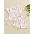 thumbnail image 3 of Musuos Toddler Girls Shorts Set, 6 12 18 24M 3 4Y Flower Print Short Sleeve Crew Neck T-shirt with Shorts Summer Cute Outfit, 3 of 10
