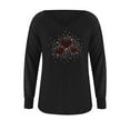 thumbnail image 4 of Bospose Long Sleeve Crop Top V-Neck Sweatshirts And Hoodies Women Black Dress Shirt Fashion Woman T-Shirt Autumn Print Loose Blouse Tops Lady Hot Diamond Cutout Top T-Shirt 614 Xxl, 4 of 5