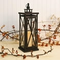 thumbnail image 3 of LumaBase Metal Lantern with Battery Operated Candle - Black Crisscross, 3 of 4