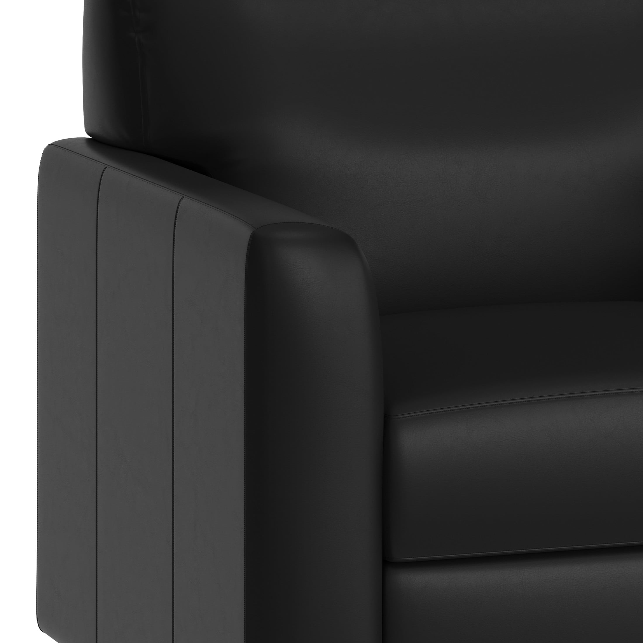 Flash Furniture Black LeatherSoft Reception Loveseat with Right Side Charging Bank, Includes 2 Outlets, 2USB Ports, 1 USB-C Port, Chrome Legs