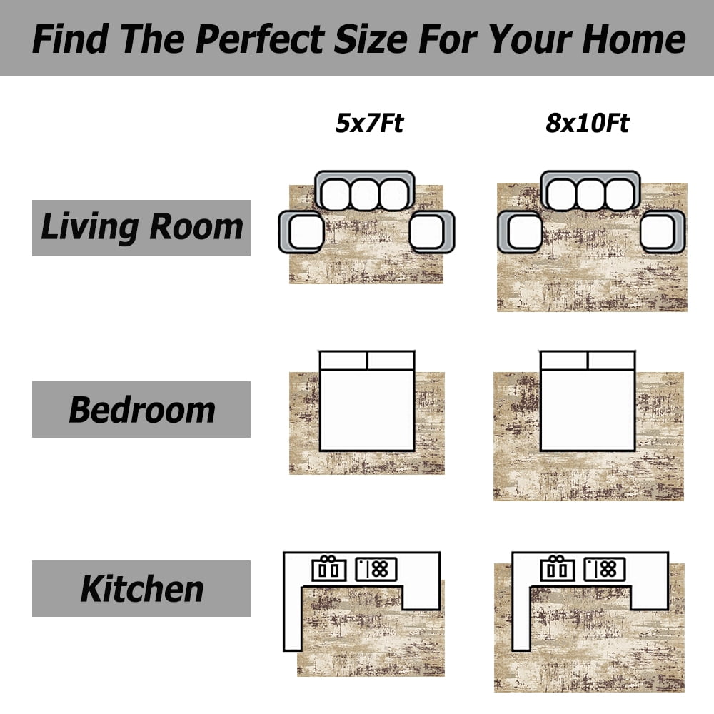 Artnice Modern Area Rugs for Living Room 8x10, Non Slip Machine Washable Rugs, Brown Carpet Floor Mats for Home Decor