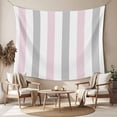 thumbnail image 2 of Pink Grey Striped Tapestry for Bedroom Wall Hanging Tapestry, Geometric Vertical Stripes Minimalist Ceiling Backdrop Tapestries Poster Blanket Wall Decor for Teens Room Living Room Dorm 55" x 73", 2 of 8