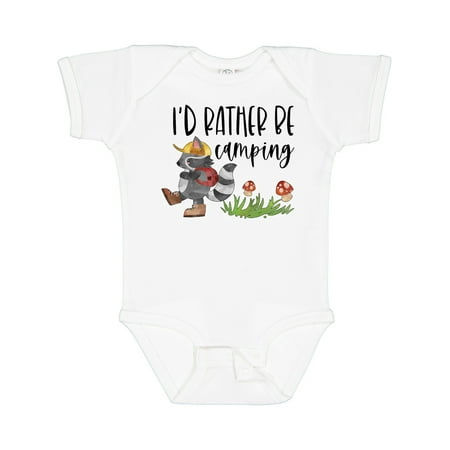 

Inktastic I d Rather Be Camping- Raccoon with Backpack Gift Baby Boy or Baby Girl Bodysuit