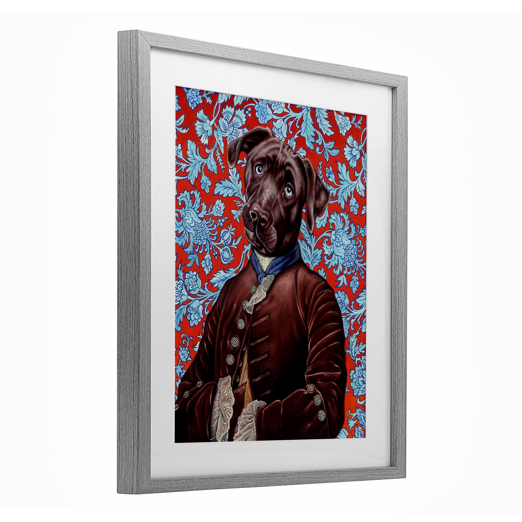 Stupell Industries Charming Labrador Composition Gray Framed Print Under Glass, design by Jane R. Talton