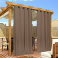 thumbnail image 5 of NICETOWN 2 Panels Outdoor Curtains for Patio Waterproof Top & Bottom Grommet & Back Tab, W52 x L95, Tan-Khaki, Blackout Outdoor Drapes with Rope for Fixed Windproof Keep Privacy & Warm for Porch, 5 of 8