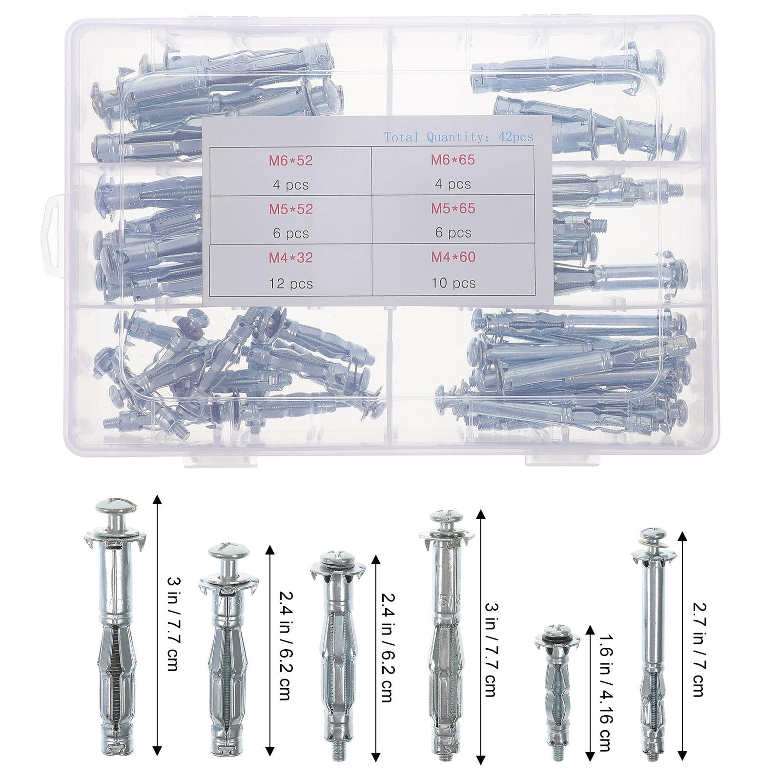 Raindrops Multi-Purpose Hollow Wall Anchors Alloy Steel, 42 Pieces for Secure Fastening and Heavy Duty Support