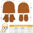 thumbnail image 2 of Newborn Baby Beanie Hat Gloves Set, 2pcs Toddler Kids Solid Soft Winter Warm Knit Hat with Gloves for Unisex Boys Girls (Gray & Caramel Colors,3-24 Months), 2 of 6
