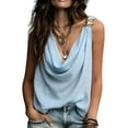 thumbnail image 2 of WHEANG Womens Tank Tops 2026 Summer New Deep V Neck Sleeveless Tank Tops for Women Metallic Hardware Decor Slim Fit Cami Blouse Casual Going Out Y2K Vest Women Tops Trendy Size M Blue, 2 of 3