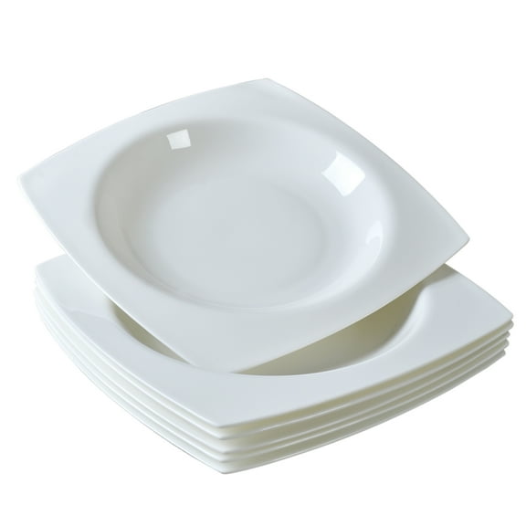 Square Fine Bone China Salad Plates – White (Set of 6)