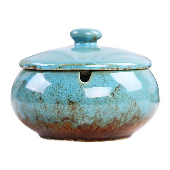 Ceramic Ashtray with Lids Windproof Ashtray for Indoor Or Outdoor Use,Ash Holder for Desktop Ash Tray for Home Decoration
