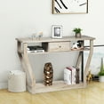 thumbnail image 4 of Costway Modern Sofa Accent Table with Drawer Entryway Hallway Hall Gray, 4 of 11