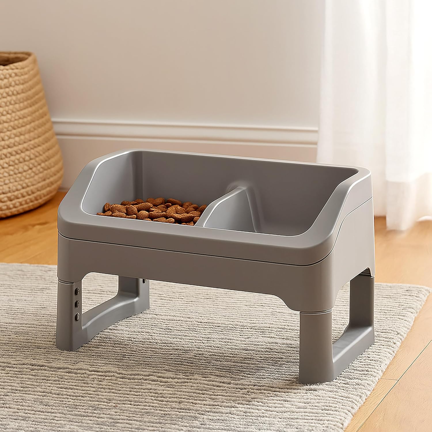 IRIS Adjustable Elevated Dog Bowls Removable Feeding Station, Gray