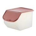 thumbnail image 3 of Rice Container Plastic Storage Bins with Lids,Kitchen Pantry Food Storage Holder for Oatmeal Flour Grain1 Pack-BPA-Free,Latches,Durable Nestable Containers,Secure Pull Handle(Pink,9.84x7.4x8.86"), 3 of 8