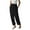 Black, variant on EQWLJWE Pants For Women Women's Leisure Solid Color High Waist Cotton Linen Wide Leg Pants Elastic Waist Pants