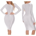 thumbnail image 3 of Vestido ceñido al cuerpo brillante al óleo para mujer, vestido de manga larga con cuello redondo, ropa de dormir Sexy, ropa de fiesta Rave para discoteca, ropa femenina, 3 of 5