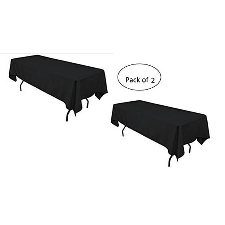 LinenTablecloth 60 x 102-Inch Rectangular Polyester Tablecloth Black (Pack of 2 Tablecloths ...