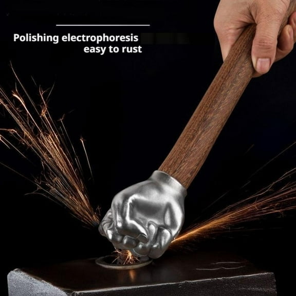 QHUDLV Stainless Steel Fist Shape Hammer, 2025 New Decorative Fist Hammer - Stainless Steel Head & Wooden Handle,Multifunctional Solid Ham-mer Tools for Gardening Household Car Outdoor Camping