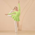 thumbnail image 6 of AHTJRT Ballet Leotards for Girls Long Sleeve V Neck Dance Ballerina Outfits Dresses with Skirt Drop Shoulder Classic Gymnastics Bodysuit Green 3-4 Years, 6 of 7