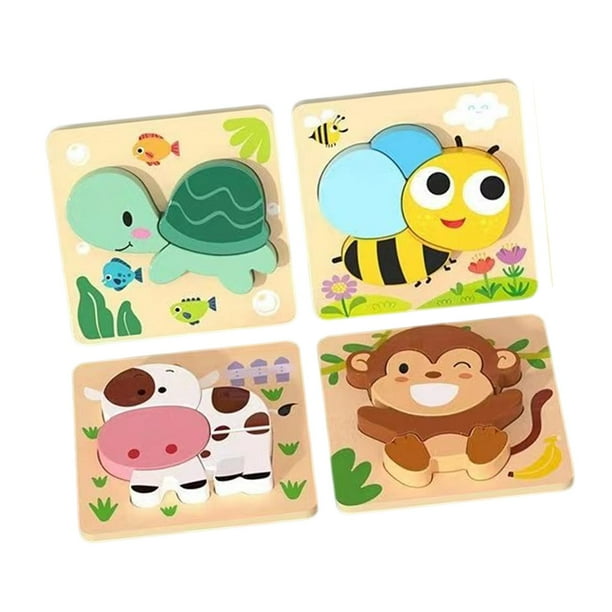 Rompecabezas Montessori de madera de 4 piezas para actividades de aprendizaje de educación temprana Animal Estilo B