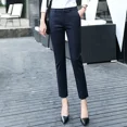 thumbnail image 3 of Pantalones de mujer de nueve puntos con pierna recta y cintura alta, ajustados y gruesos, para trabajo en hoteles, color negro, 3 of 4