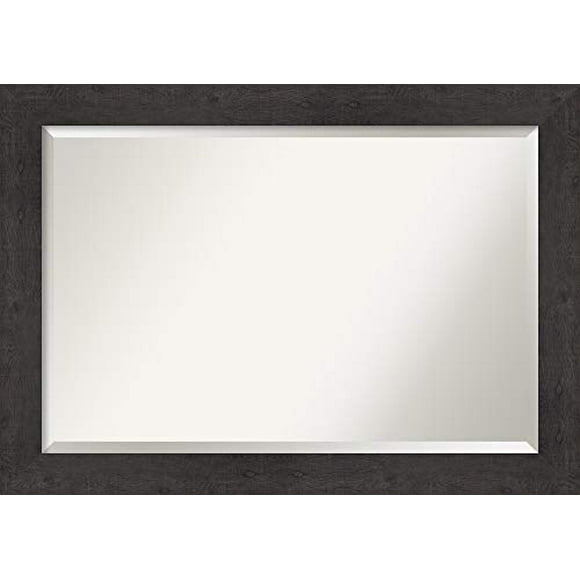 Amanti Art Framed Vanity Mirror | Bathroom Mirrors for Wall | Rustic Plank Espresso Mirror | Wall Mounted Mirror | Large Mirror | 29.38 x 41.38 in.