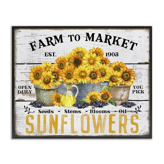 Stupell Industries Cottage Farm To Market Sunflowers Black Framed Giclee Art, 14 x 11, by Creatif Belle
