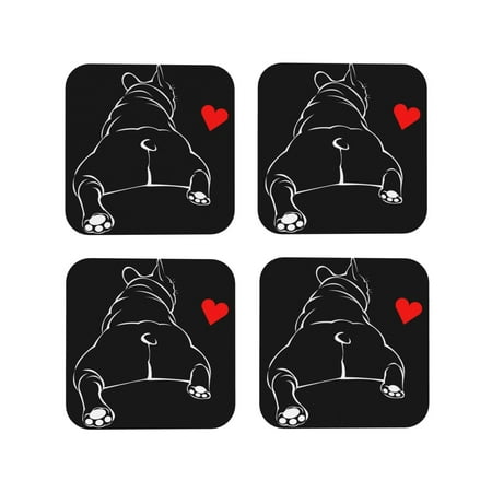 

Tideii Animal Bulldog for Leather Coasters 4 Pieces Anti-fouling and Anti-scalding Decorative Coasters Suitable for Restaurants Kitchens Coffee Shops-Square