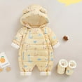 thumbnail image 2 of Hwmodou Baby Bodysuits Boys Cotton Blend Kids Romper Hooded Children Warm Snowsuit Down Zipper Coat Jacket Fall Winter Confortable Crawl Suit,0-3M, 2 of 9