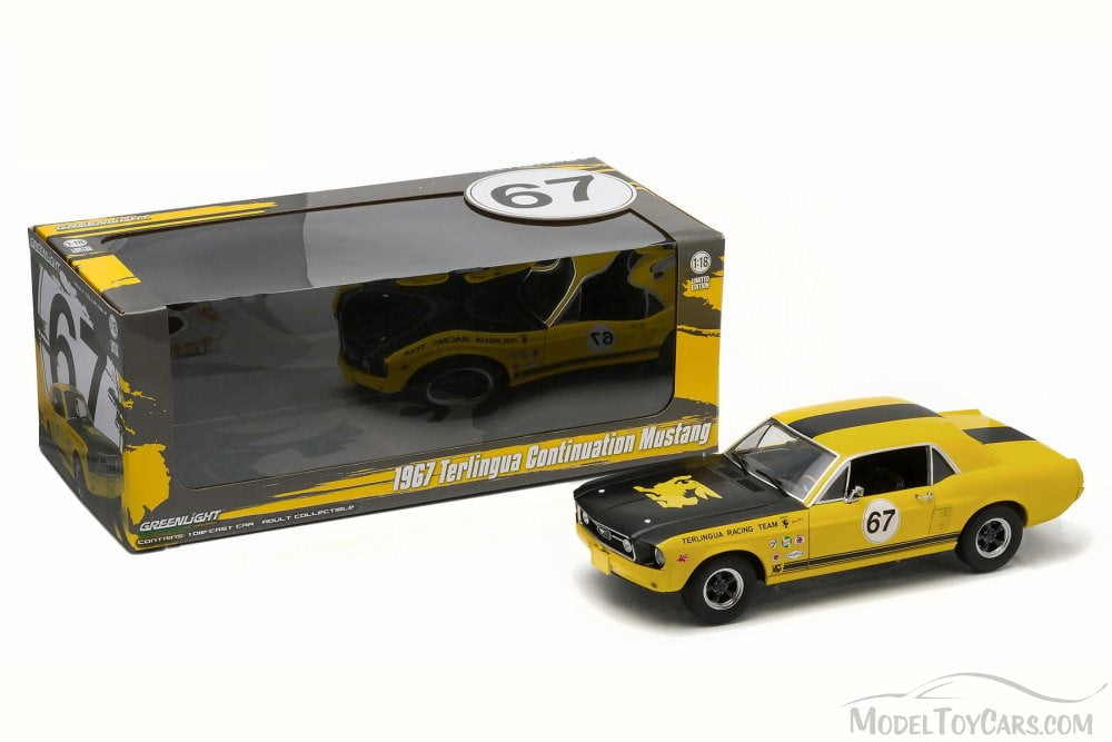 1967 Terlingua Continuation Mustang #67, Yellow with Black - Greenlight  12934 - 1/18 Scale Diecast Model Toy Car