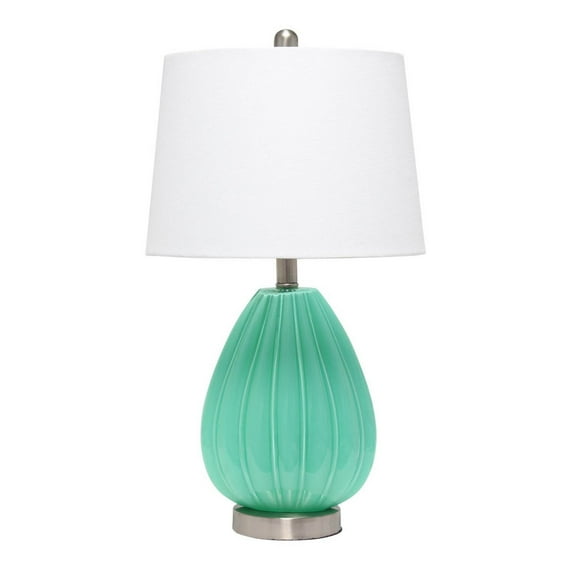 Elegant Designs Modern Creased Table Lamp with Fabric Shade - Seafoam