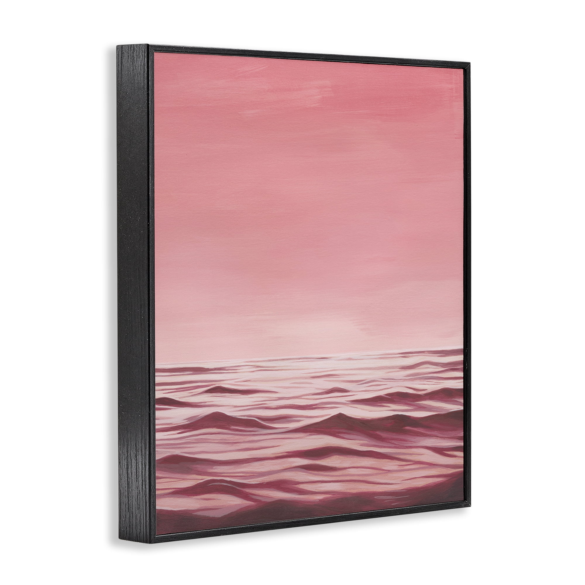 Stupell Industries Pink Sea Waves Coastal Painting Black Framed Art Print Wall Art, 11 x 14
