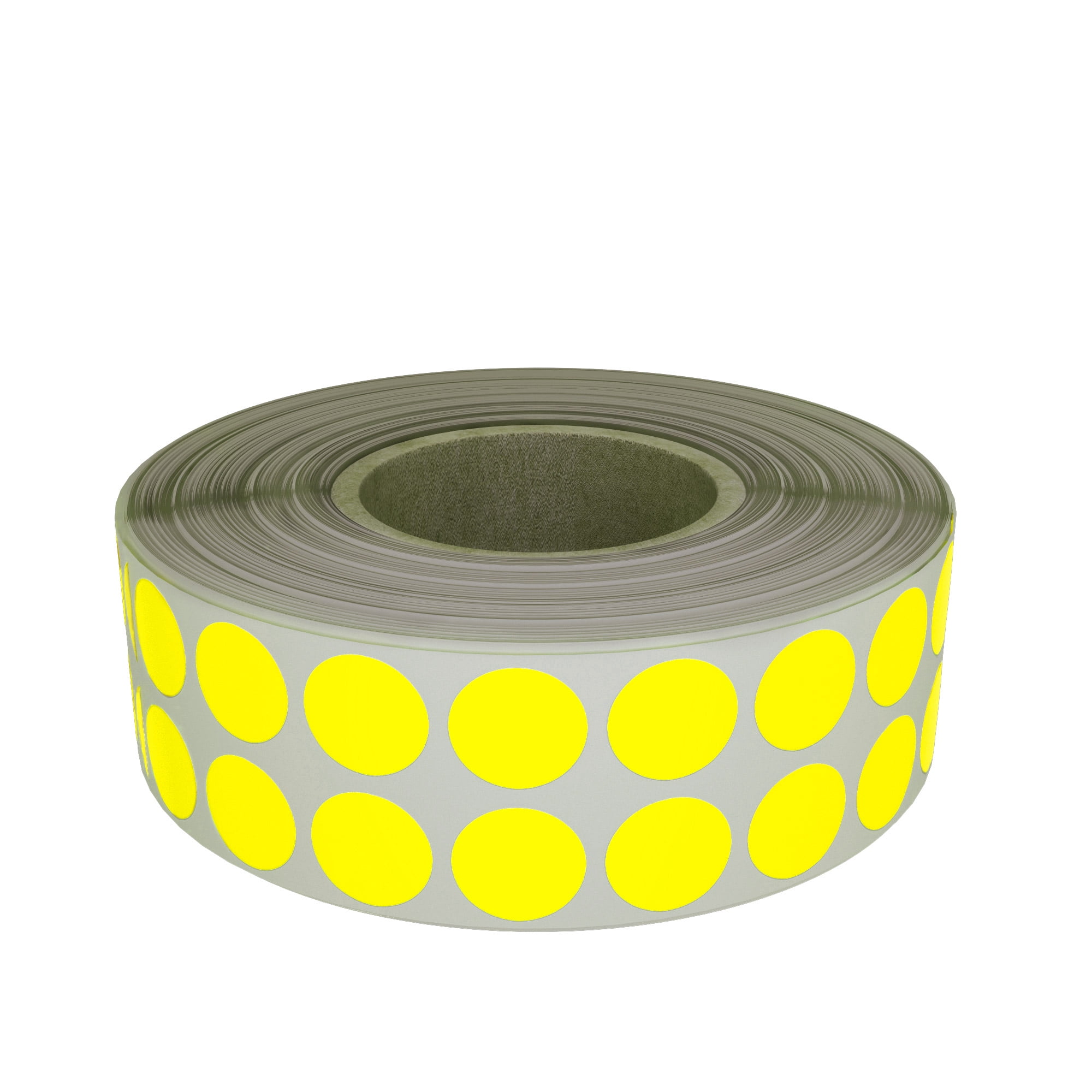 Yellow Dot Stickers for color coding on rolls, Permanent adhesive round