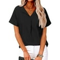 thumbnail image 2 of Yuzhih Women Tops Summer Short Sleeve Lapel Neck Tee 2024 Fashion Plain Tshirts Casual Loose Work Blouses, 2 of 7
