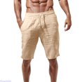 thumbnail image 2 of Huanglei Men's Casual Shorts ,Casual Summer Shorts Linen Blend Elastic Waist With Pockets Loose Fit (Yellow ,Large), 2 of 5