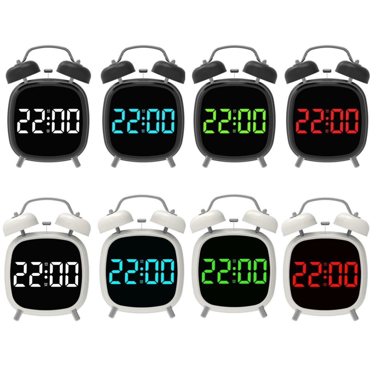 Digital Alarm Clock With Classic Twin Bell Design Led Display And Flexible Power Options For Home And Workplace