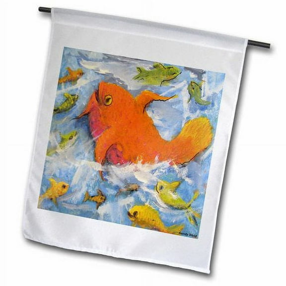 3dRose, Queen Fish, neon orange, 18 x 27 inch Garden Flag