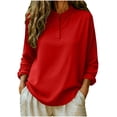 thumbnail image 3 of Pxxlle Plus Size Tops for Women Casual Spring Long Sleeve Shirt Loose Fit Button Up Shirts Solid Color Basic Tees Red S, 3 of 7