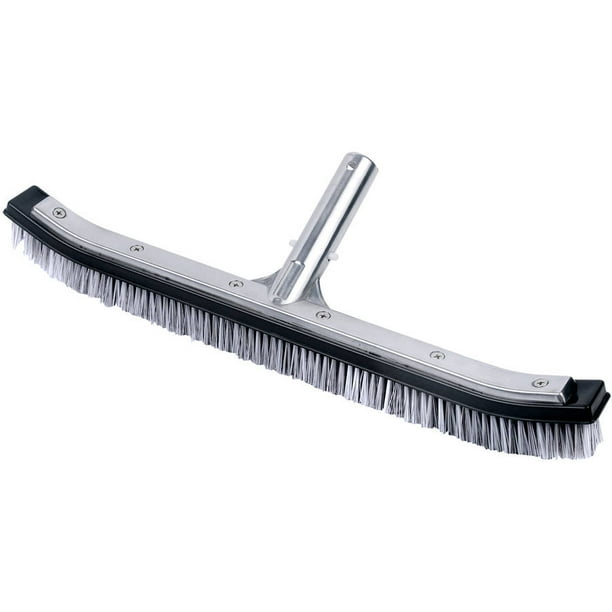 Pooline Products Curved Pool Brush with Aluminum Back and Handle, SS