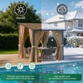 thumbnail image 4 of LazySunsets 8x10 FT Wall-Mounted Aluminum Gazebo Polycarbonate Roof with Full Mosquito Netting & Privacy Curtains, 4 of 8
