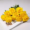 thumbnail image 6 of TETOU 12pcs Artificial Rose Flower Silk Fake Roses Real Touch for Party Wedding Centerpiece Bouquet Decor(Yellow), 6 of 7